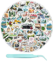 Sticker per l'Esterno 100 pezzi - Stickers Idrorepellenti - Sticker PVC Autoadesivi - Pincetta in Acciaio Inossidabile - 2-8 cm - Disegno Colorato