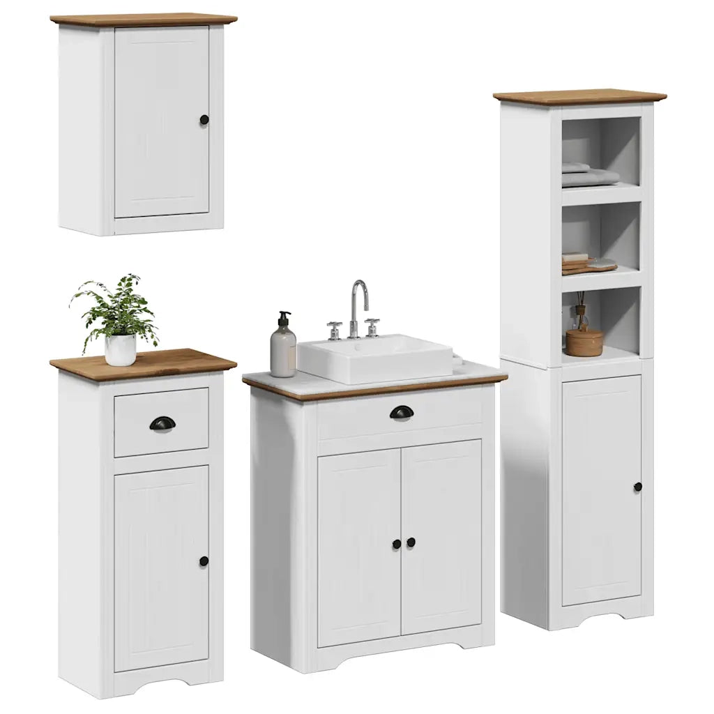 Set Mobili da Bagno 4 pz BODO Bianco in Legno Massello di Pino 3307651