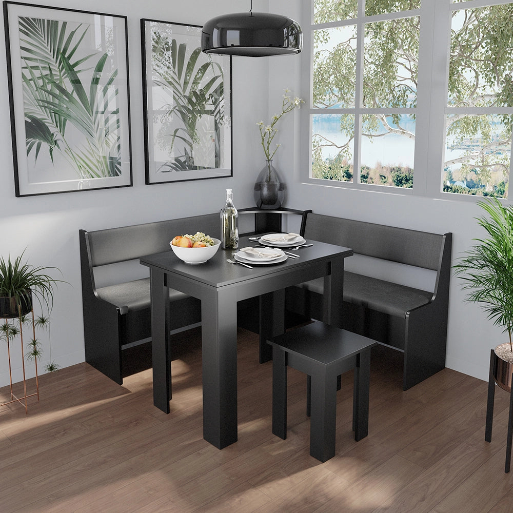 Vicco Gruppo panca ad angolo Nero 150 x 41.5 cm con tavolo