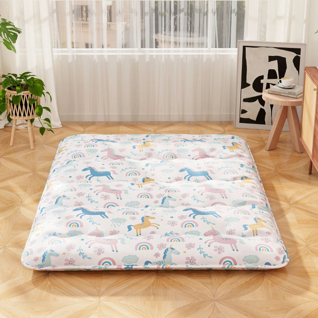 Materasso futon portatile con copertura lavabile sacca da trasporto, Tappeto arrotolabile per pavimento 140cm Colorato-Materassi e basi letto