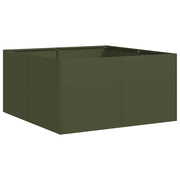 Fioriera | Cassetta per fiori | Vaso Verde Oliva 80x80x40 cm in Acciaio Laminato a Freddo