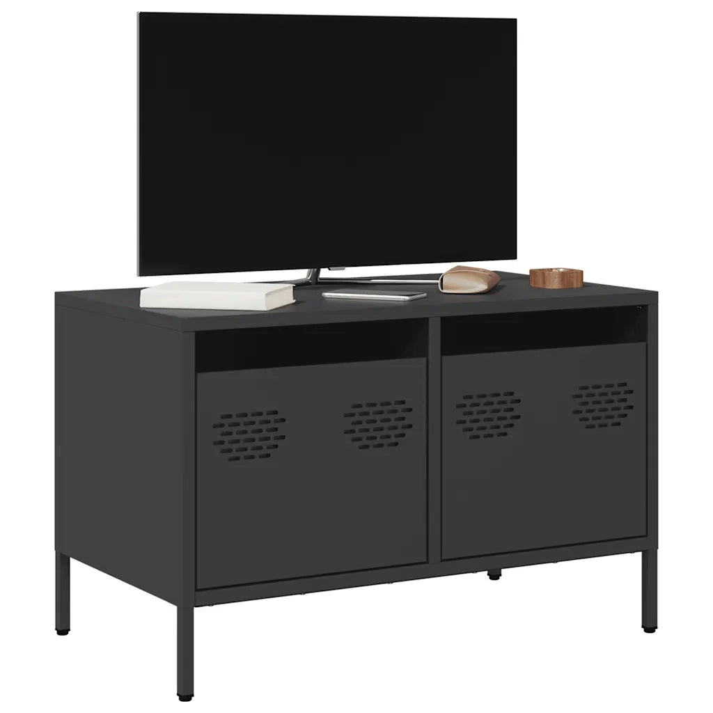 Mobile TV | Armadietto TV | Mobile Porta TV Nero 68x39x43,5cm in Acciaio Laminato a Freddo