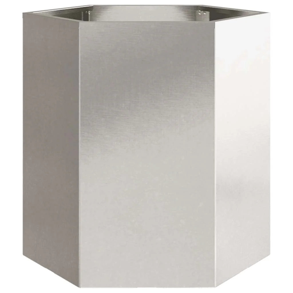 Fioriera esagonale per aiuole rialzate piante fiori terrazza giardino 46 ​​x 40 x 45 cm acciaio inox argento 02_0038647