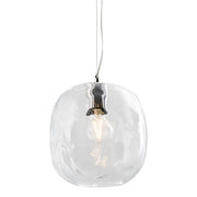 OBAN Sospensione in Vetro Soffiato Cristallo E27 IP20 - Lampada di Design con Diffusore Artigianale - Struttura Elegante per Interni