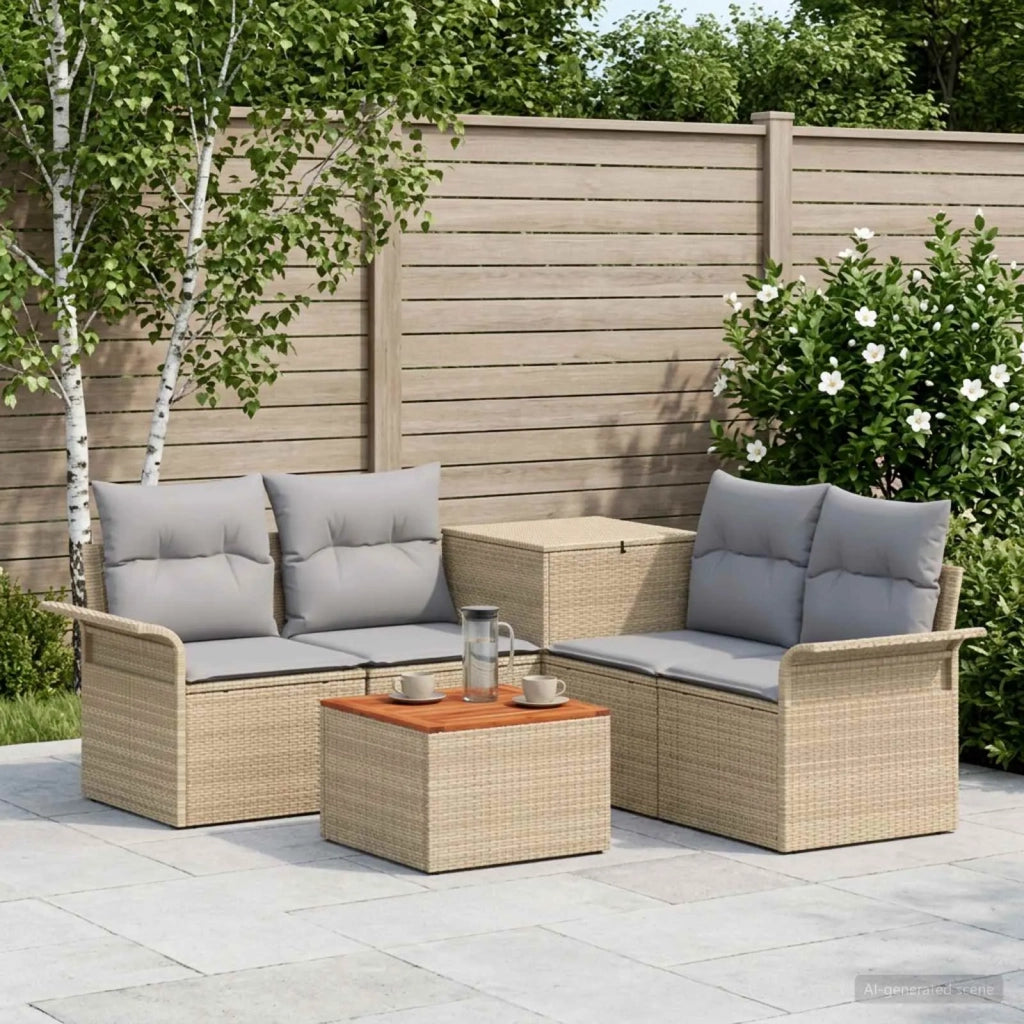Set di divani 6 pz 4-Numero di posti Beige e Grigio Chiaro 3447093