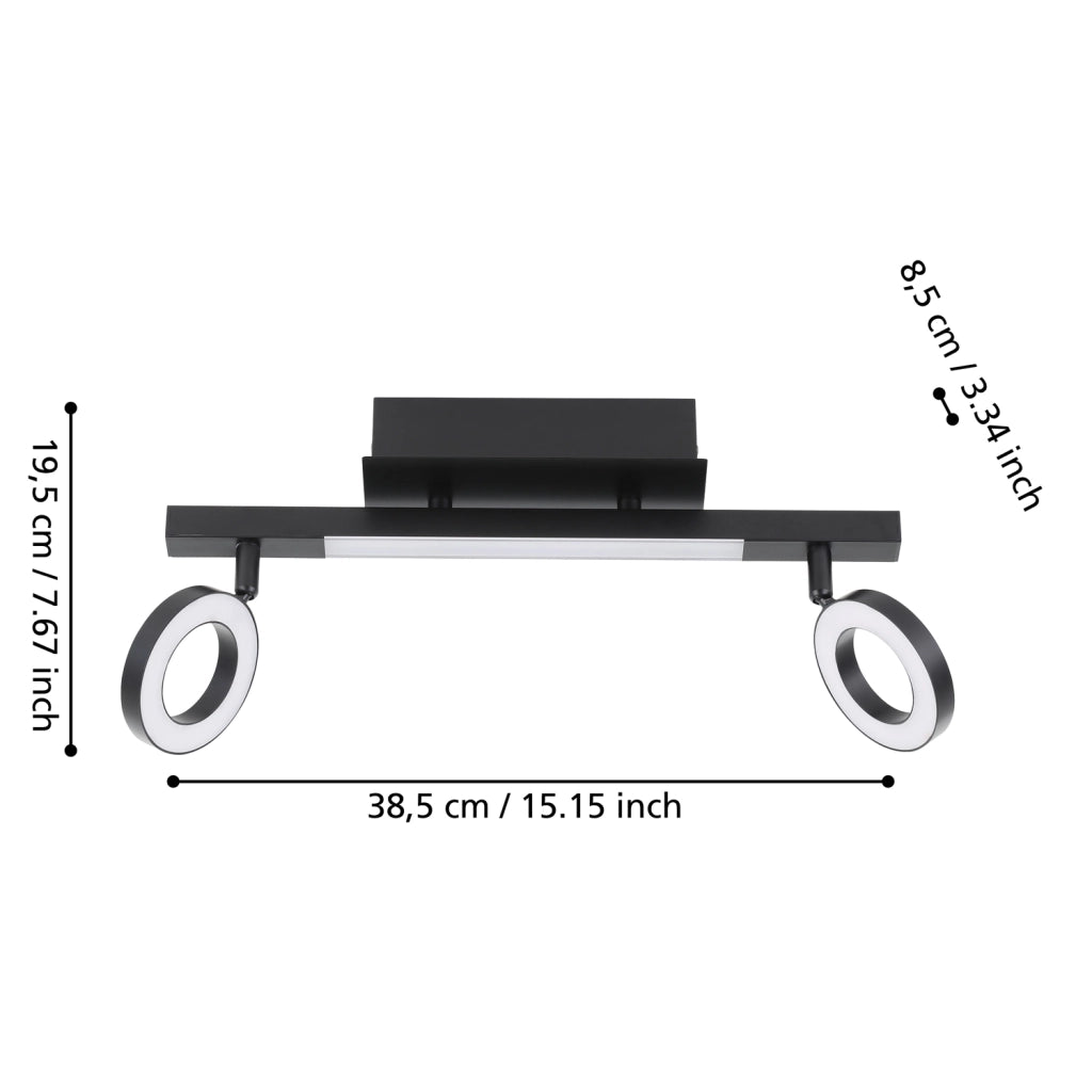 Spot Moderno Cardillio 2 In Alluminio Nero 2 Luci Led 3,2W 3000K Ip20