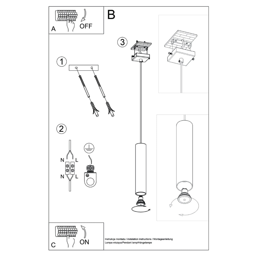 Lampada a sospensione MODENO ocra rossa tubo 30cm GU10