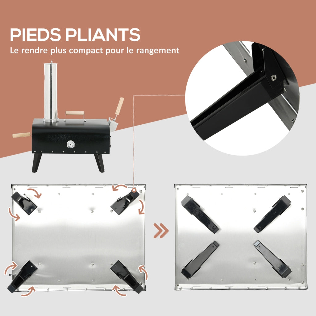 Forno da Pizza Esterno Legno Pieghevole con Pala ¨C zephmum ¨C Pietra 30 cm