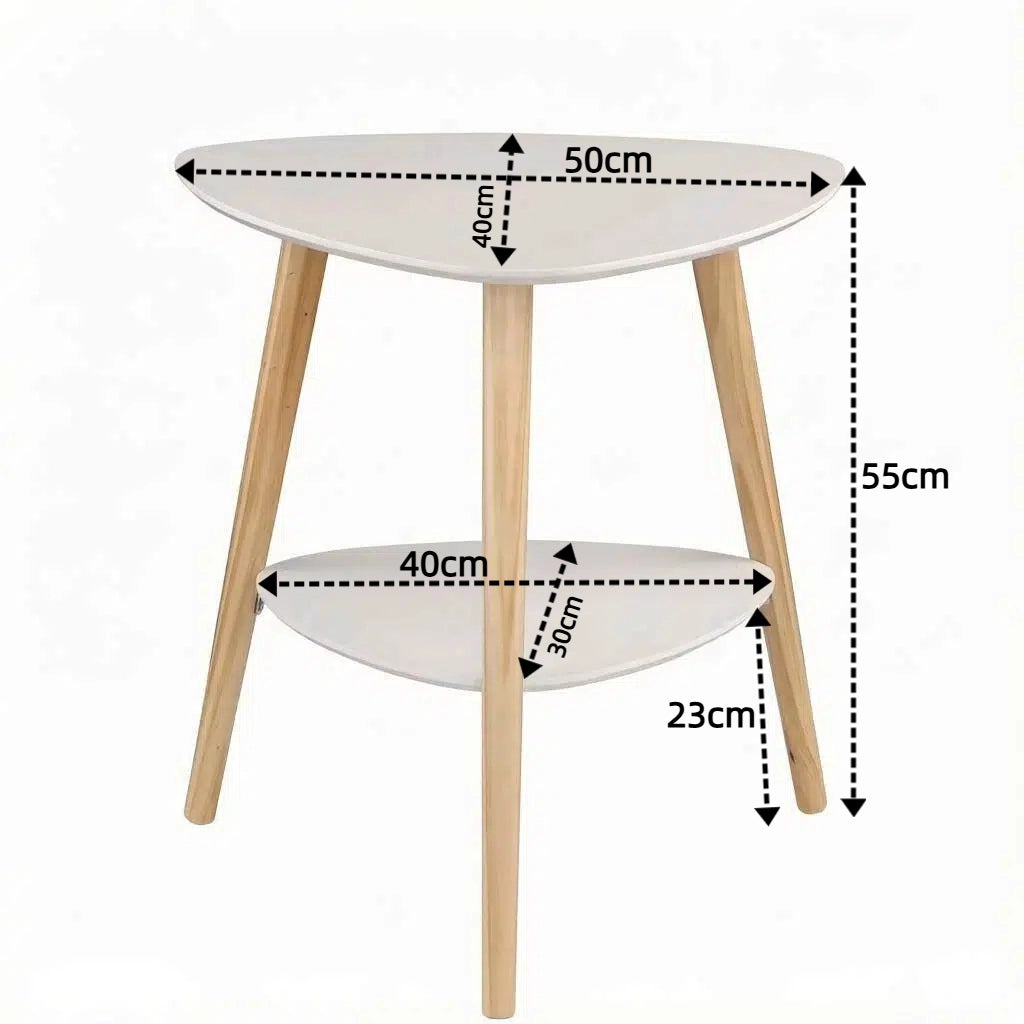 Comodino con 2 ripiani aperti e struttura stabile in MDF e legno massello, bianco per camera da letto, 50×40×55 cm