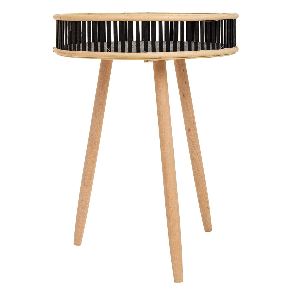 Set di 3 tavolini angolari in bambù nero e legno