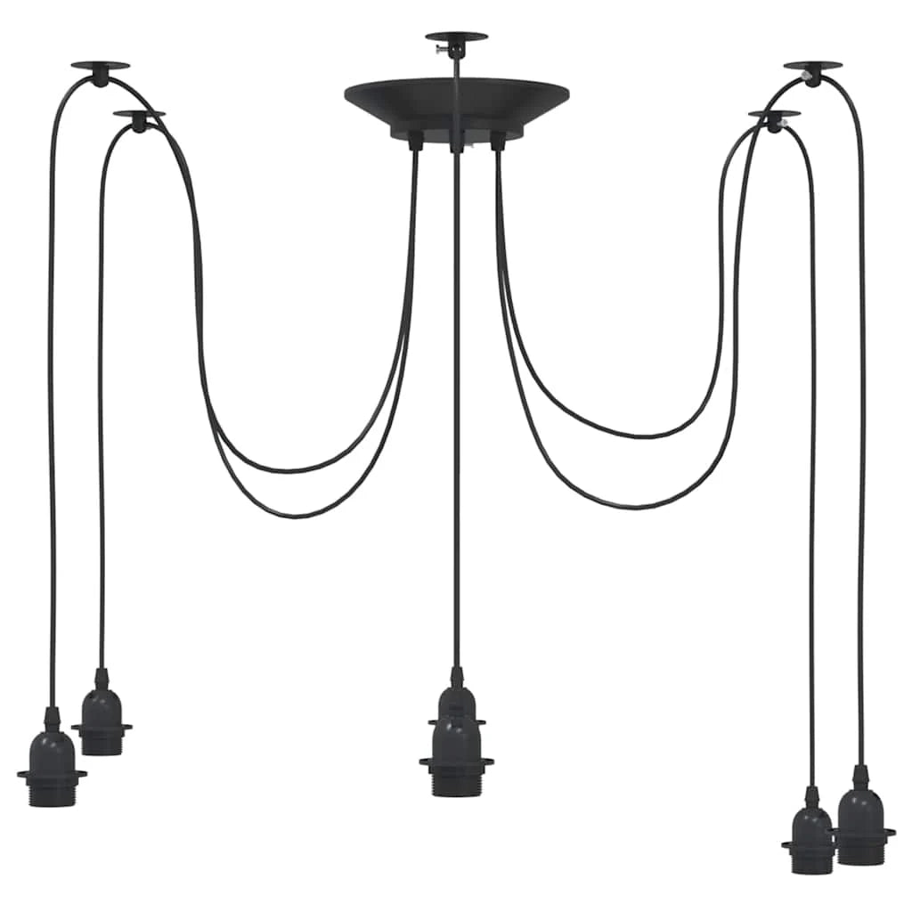 Lampada a sospensione vintage regolabile 157 cm 6 portalampade stile moderno metallo nero sala da pranzo 02_0058022