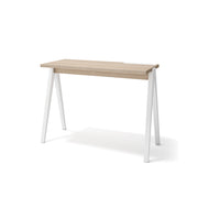 Scrivania Herdasa effetto noce chiaro gambe faggio in bianco 75x107x49