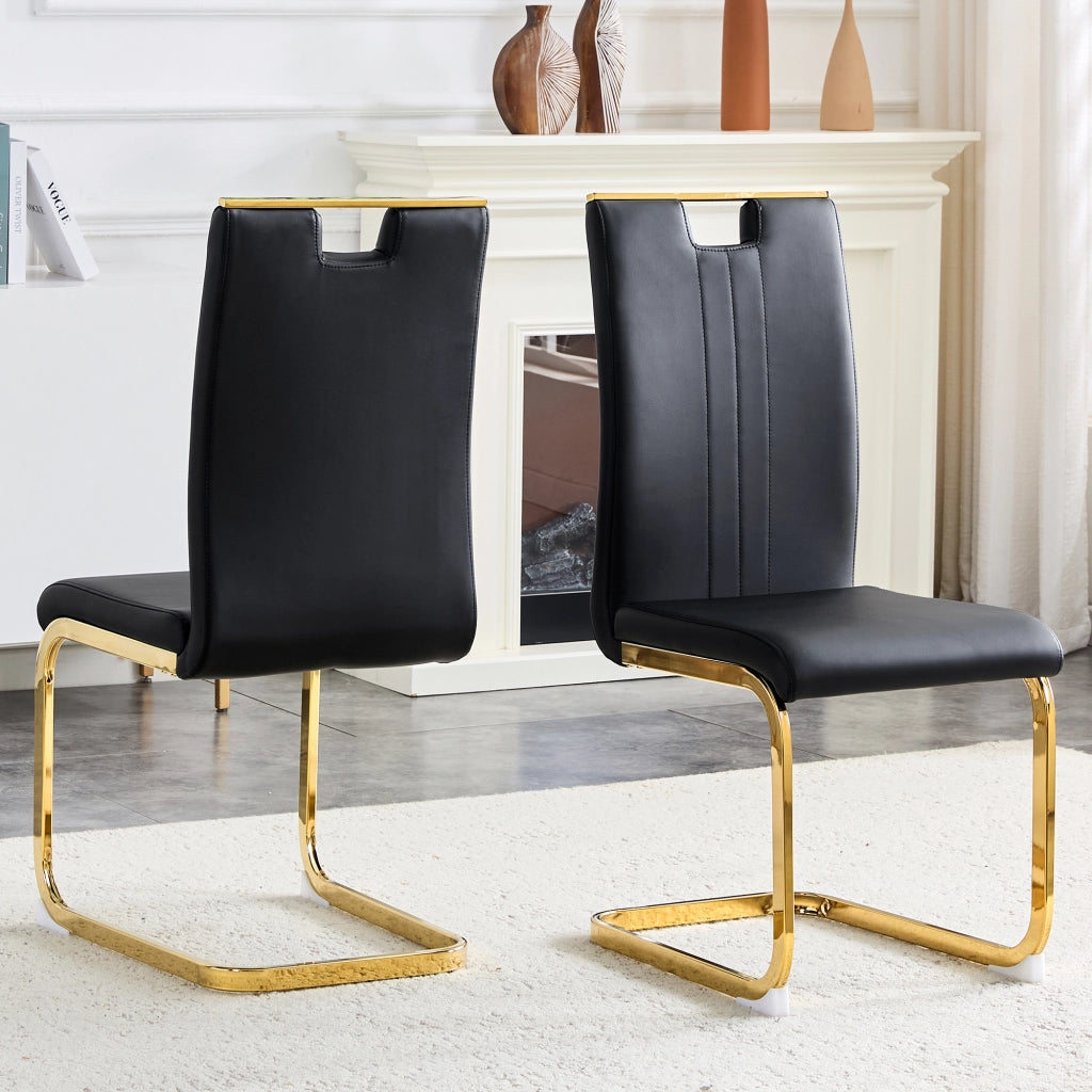 Sedia moderna in PU nero con schienale ergonomico e piedini antiscivolo per sala da pranzo studio e ufficio
