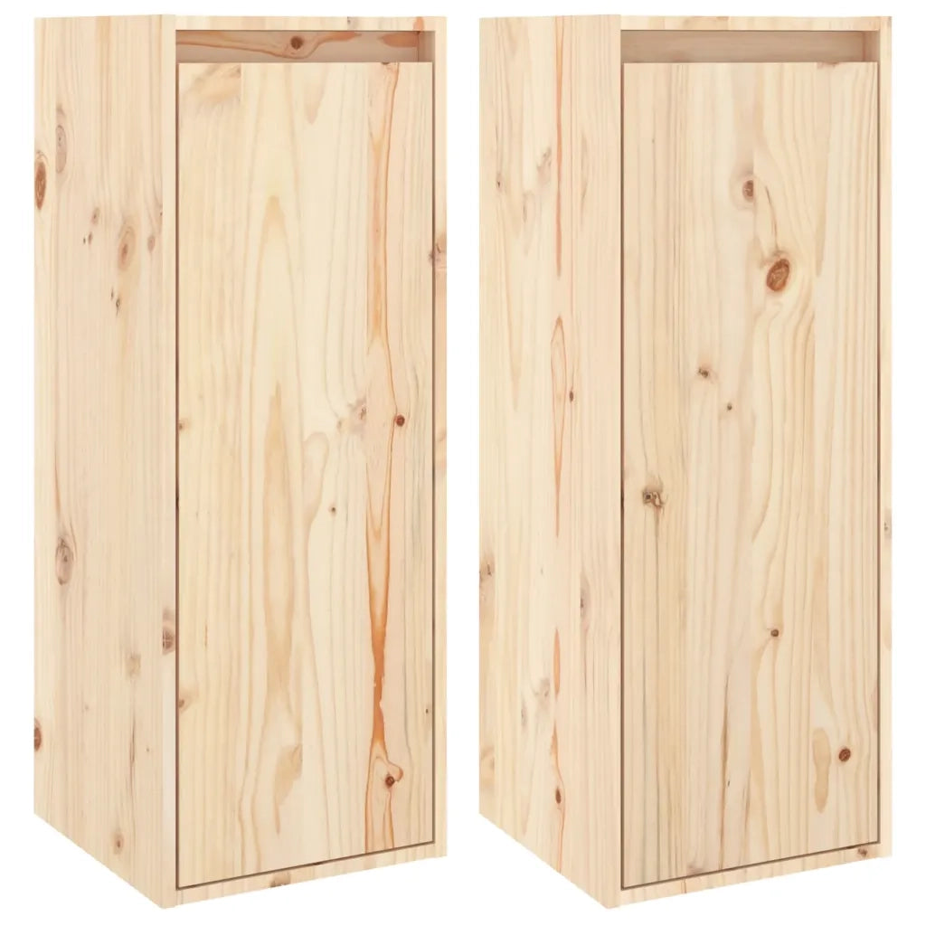 Set di 2 pensili da parete in legno massello di pino ideali per riporre oggetti e come elemento decorativo 30 x 30 x 80 cm legno naturale 02_0048095