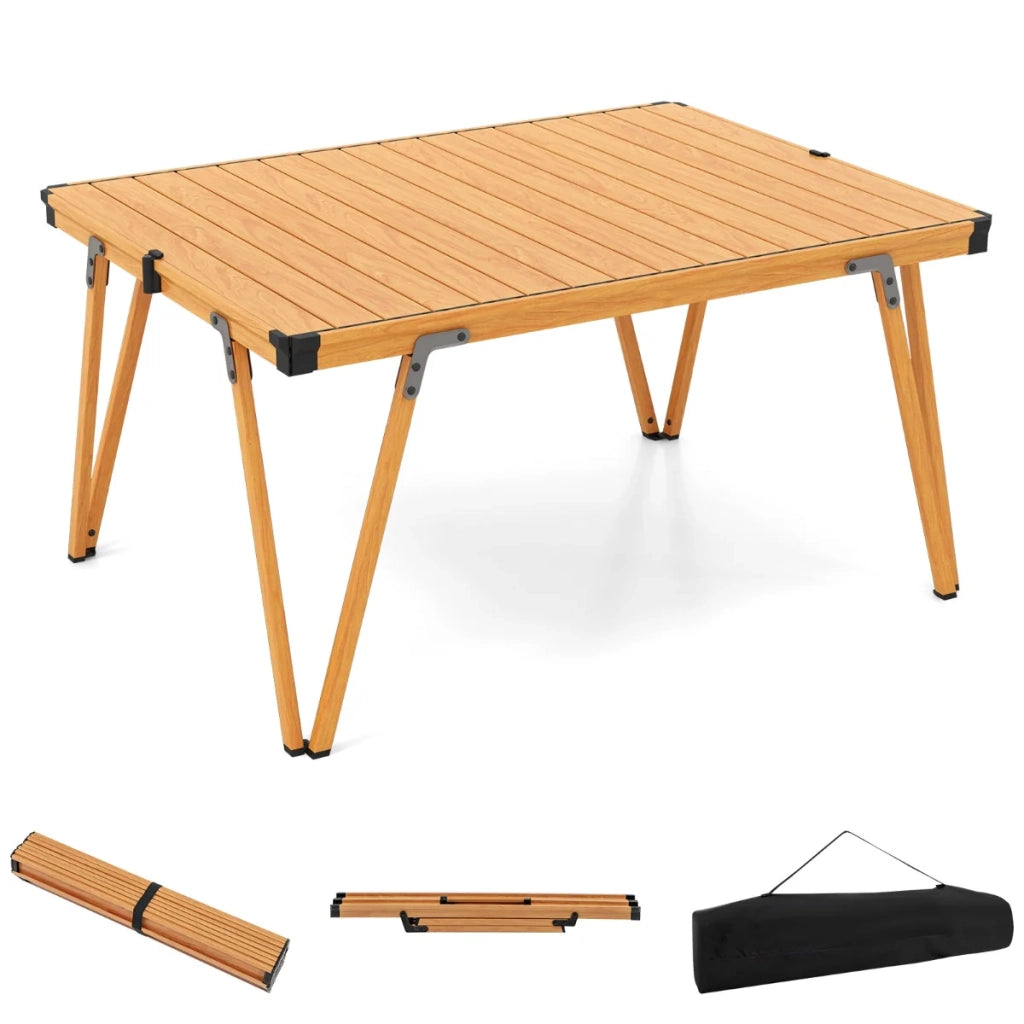 Tavolo da campeggio pieghevole 93 x 69 x 47,5 cm leggero e impermeabile stile moderno alluminio marrone 20_0013912