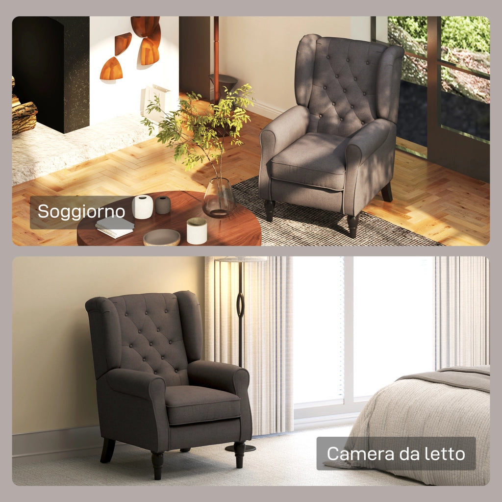 Poltrona Relax in Tessuto Marrone con Cuscini ¨C Zephmum ¨C 74x86x102 cm