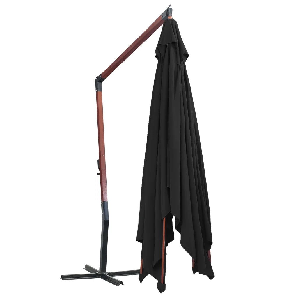 Ombrellone a Sbalzo con Palo in Legno 400x300 cm Nero cod mxl 25303