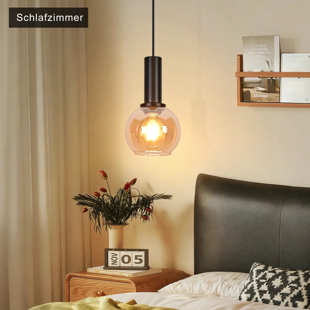 ZMH Lampada a Sospensione 1 Luce Vetro Vintage Altezza Regolabile E27 per Sala da Pranzo Camera da Letto Senza Lampadina