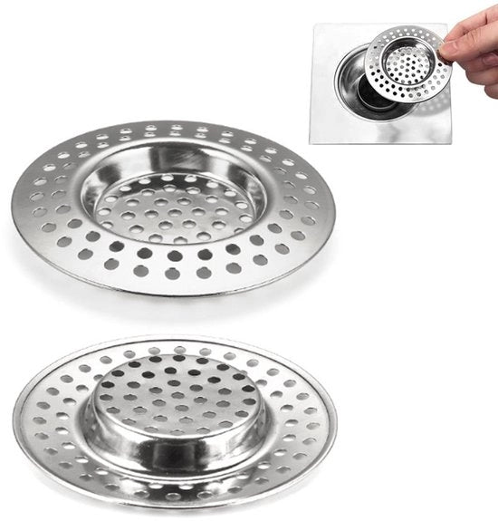 Zeef per Gootsteen Universale - 2 Pezzi - Filtro per Scarico - Filtro a Cilindro - Filtro per Vasca - Filtro per Ghiaccio - Filtro per Ghiaccio per Vasca - Filtro per Vasca - Filtro per Scarico - Filtro per Ghiaccio - Filtro per Vasca - Ø 75 mm