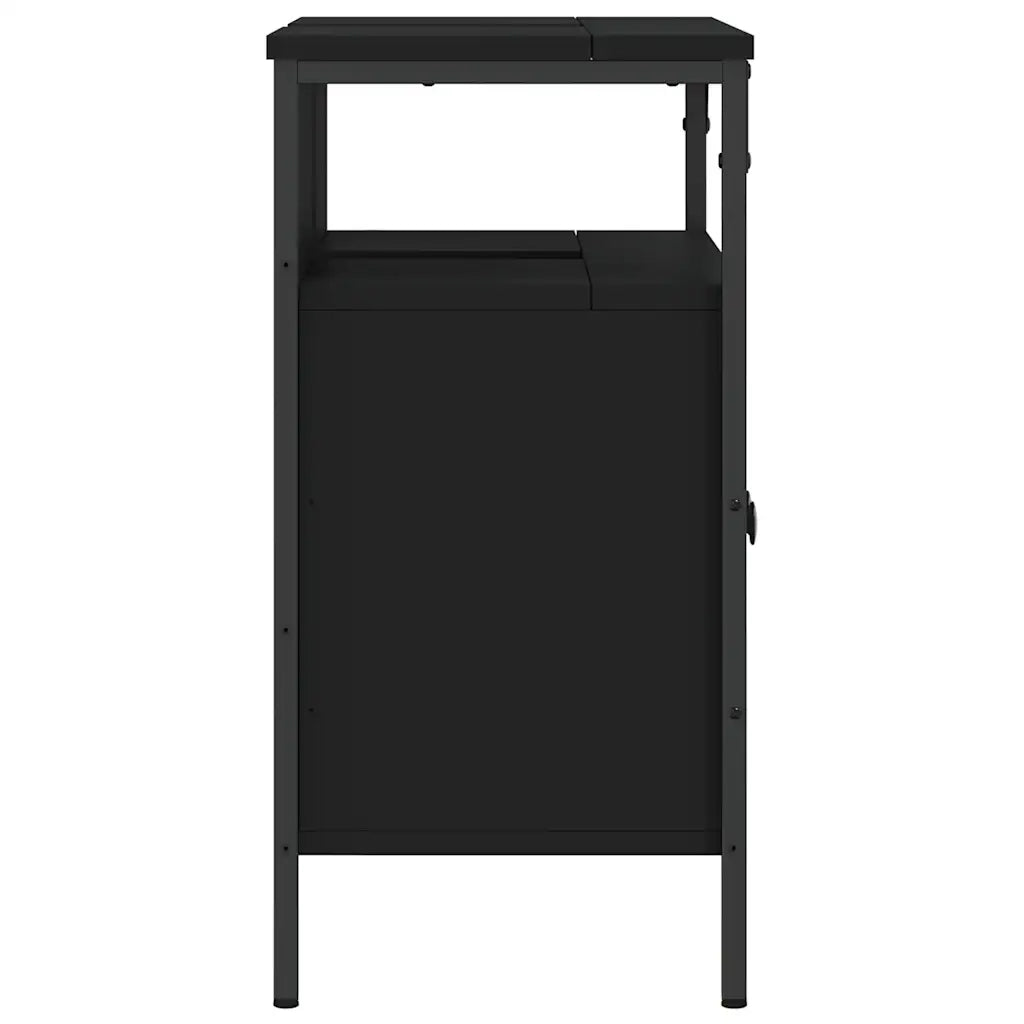 Mobile Lavabo | Armadio Lavabo Bagno Nero 60x30x60 cm in Legno Multistrato