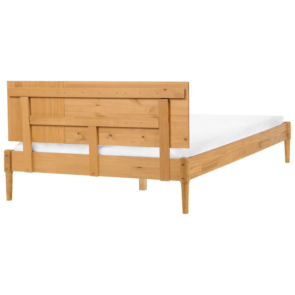 Set da camera da letto in legno di pino con letto matrimoniale 2 comodini e cassettiera a 6 cassetti 140 x 200 cm marrone chiaro stile scandinavo
