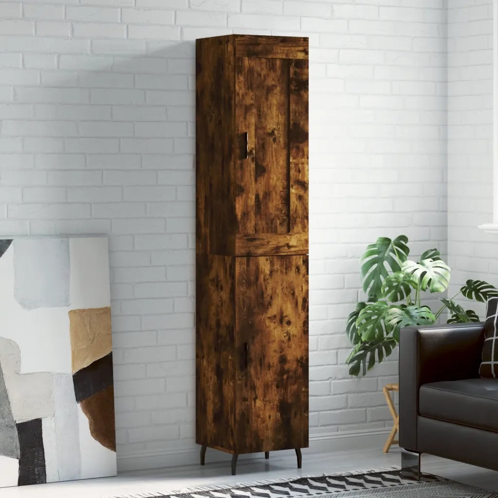 Credenza | Madia | Buffet da pranzo | Armadio da pranzo Rovere Fumo 34,5x34x180 cm in Legno Multistrato