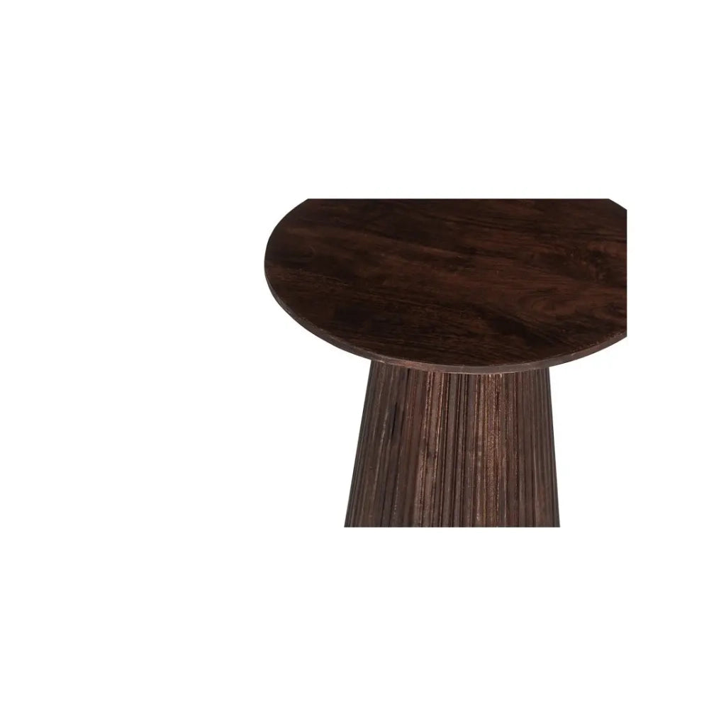 Tavolino basso rotondo MITCHEL – Legno esotico di mango marrone diametro 50 cm