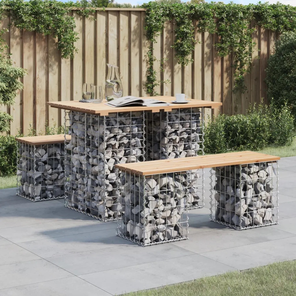 Tavolo da giardino in gabbione design 100x70x72 cm in legno massello di pino 834362