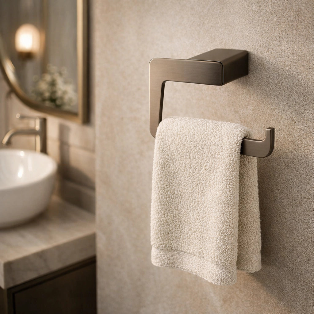 Porta Asciugamani Ad Anello Da Muro Acciaio Grigio Arredo Bagno Cucina 87943