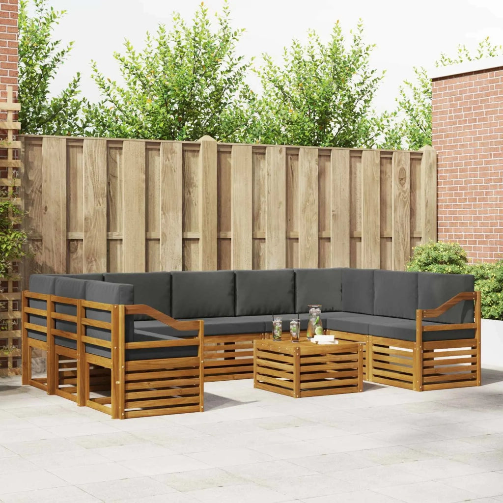 Set divani 10 pcs Naturale e Antracite Legno di Acacia Massello 3375537