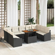 Set da Pranzo per Giardino con cuscino 10 pcs Nero e Crema