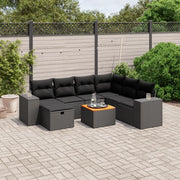 Set Divani da Giardino con Cuscini 8 pz Nero in Polyrattan 3265185
