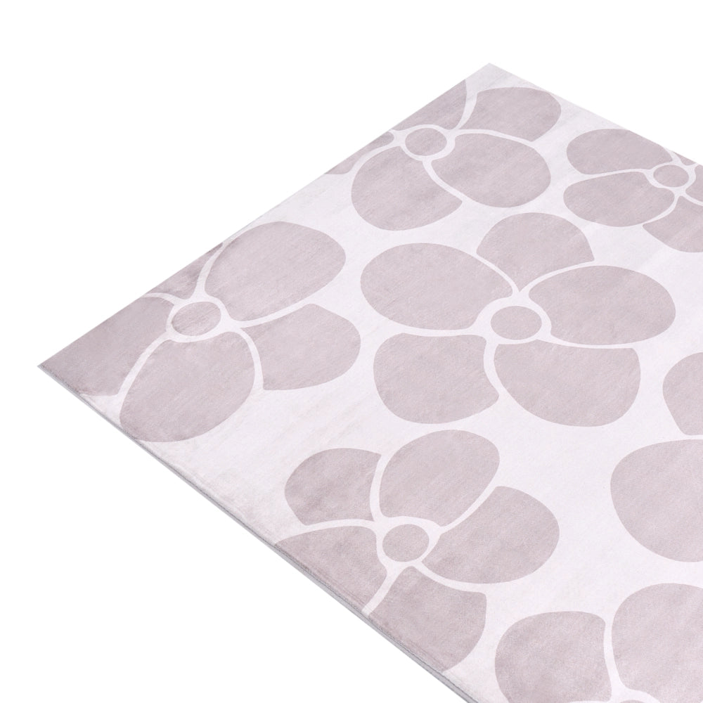 Tappeto Beige Tessuto 160 x 230 cm Motivo floreale Soggiorno Camera da letto Fondo antiscivolo per riscaldamento a pavimento