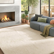 Tappeto Moderno Pelo Lungo Lavabile ¨C zephmum ¨C Crema 120x160 cm