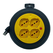 Avvolgicavo Elettrico con Cavo 3 mt Prolunga Shucko 4 prese compatto 2500w Max