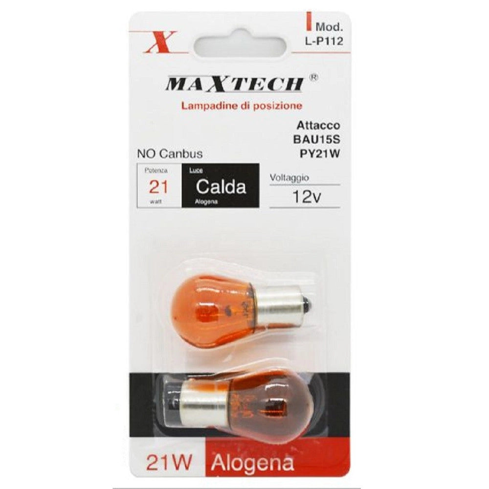 Trade Shop - Lampadine Posizione Auto Bau15s Py21w 12v 21w Luce Calda Alogena No Canbus Lp112 -