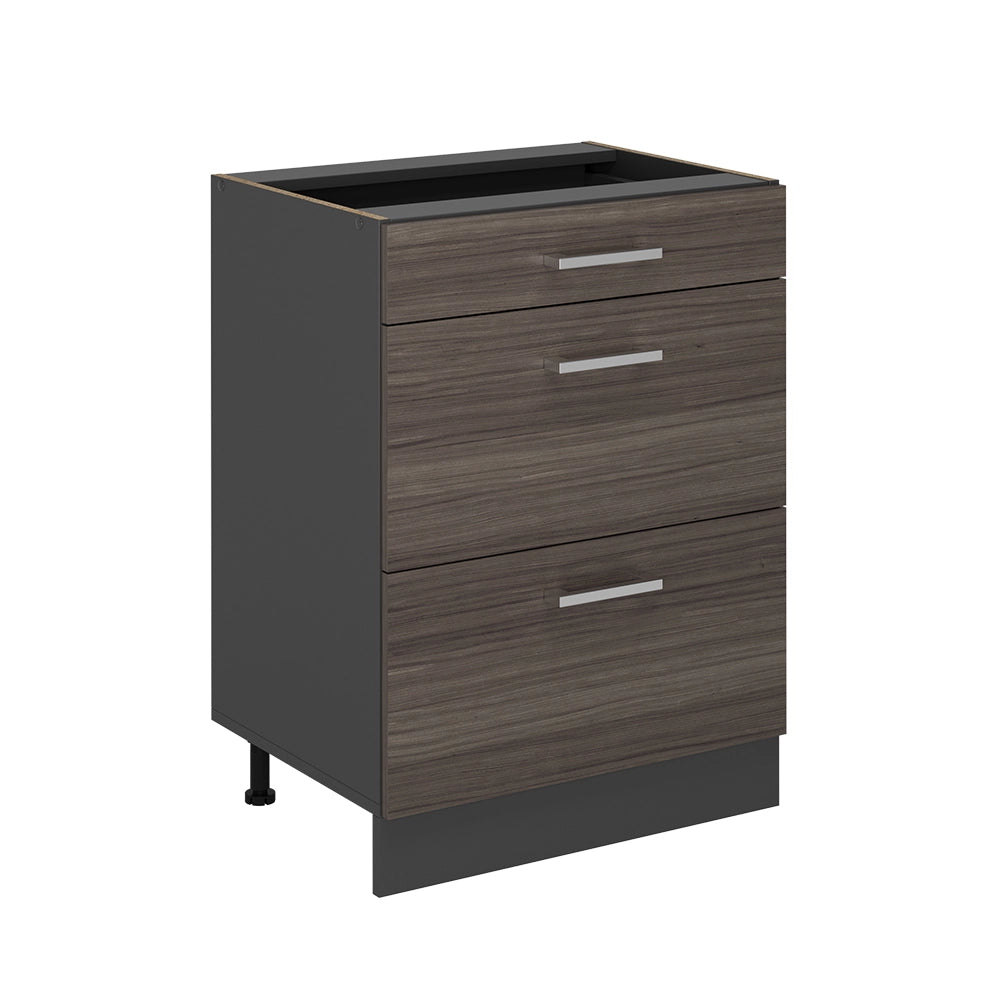Vicco Mobiletto base per cucina Grigio nobile 60 cm con cassetti, senza piano di lavoro