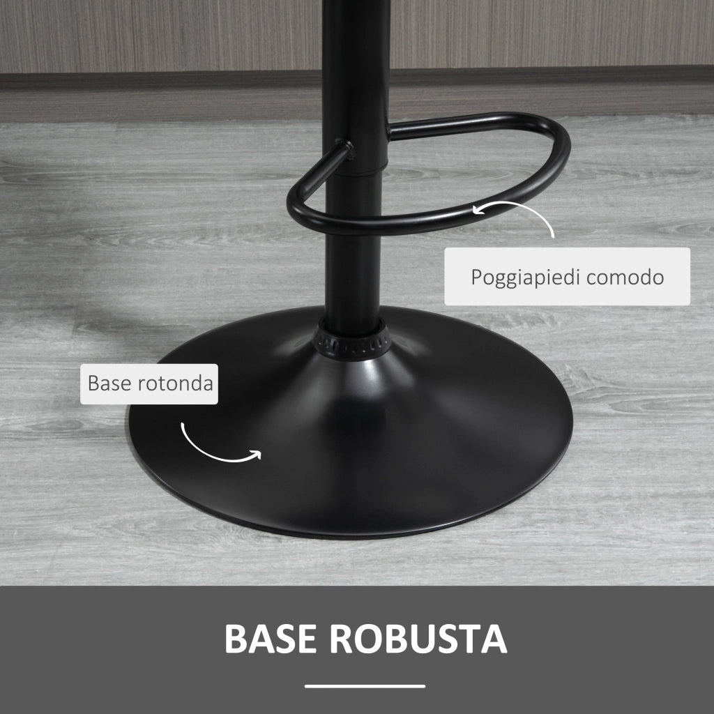 Set 2 Sgabelli da Bar 47x51,5x91,5-113,5 cm in Poliestere Vellutato Grigio