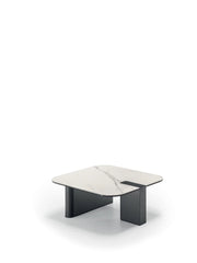 Tavolino da salotto Lock con piano in ceramica su vetro e struttura in metallo verniciato antracite - Dimensioni 70x70x29.5 cm