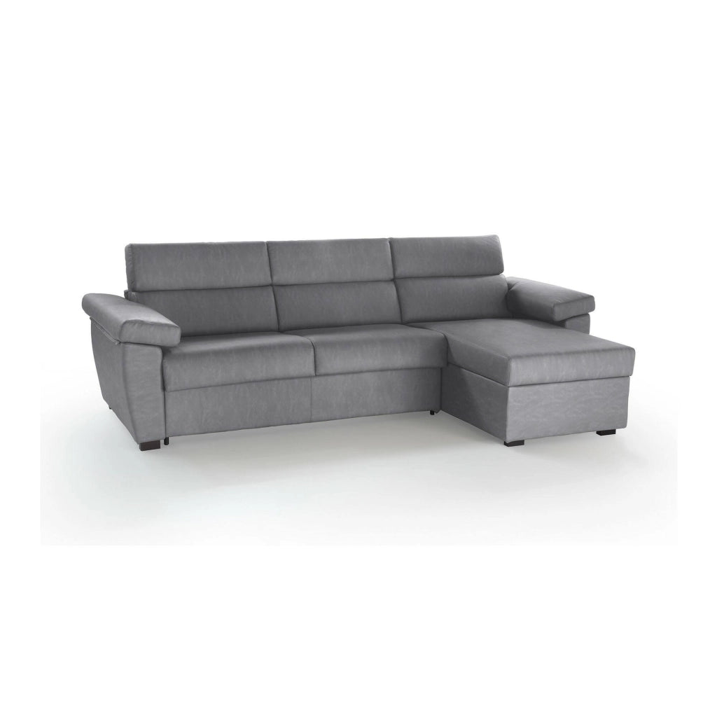 Tolle, Divano Letto con Penisola Sfoderabile Made in Italy, 285x160 cm Grigio