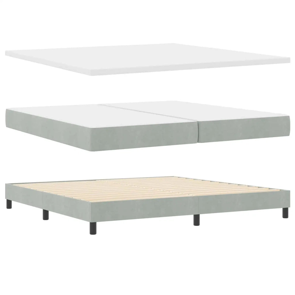 Letto a molle con materasso Grigio chiaro 200 x 200 cm Velluto 3339260