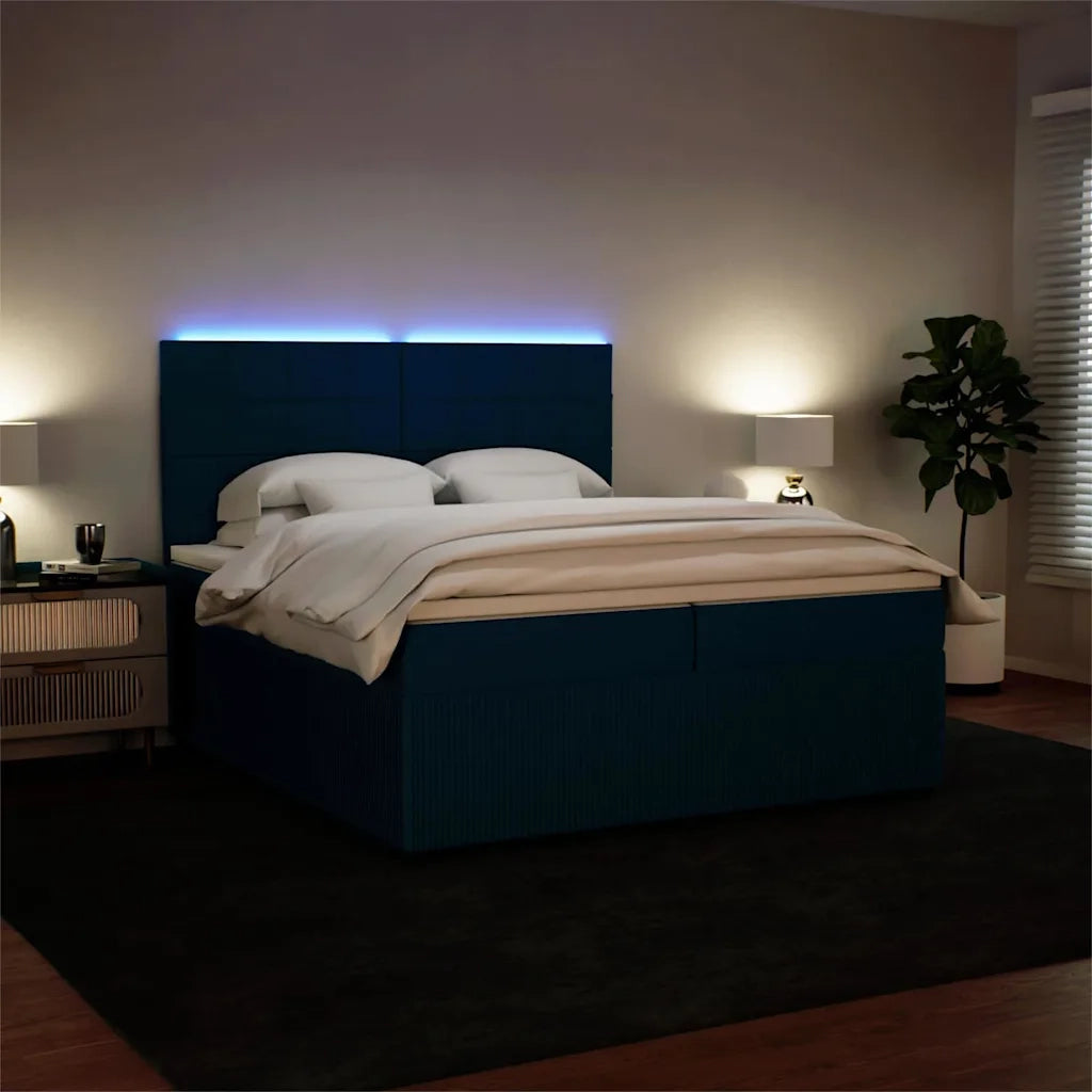 Giroletto a Molle con Materasso Blu 200x200 cm in Velluto