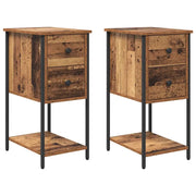 Set di 2 Comodini | Armadio da Notte | Mobiletto da notte Legno vecchio 32 x 42 x 70 cm