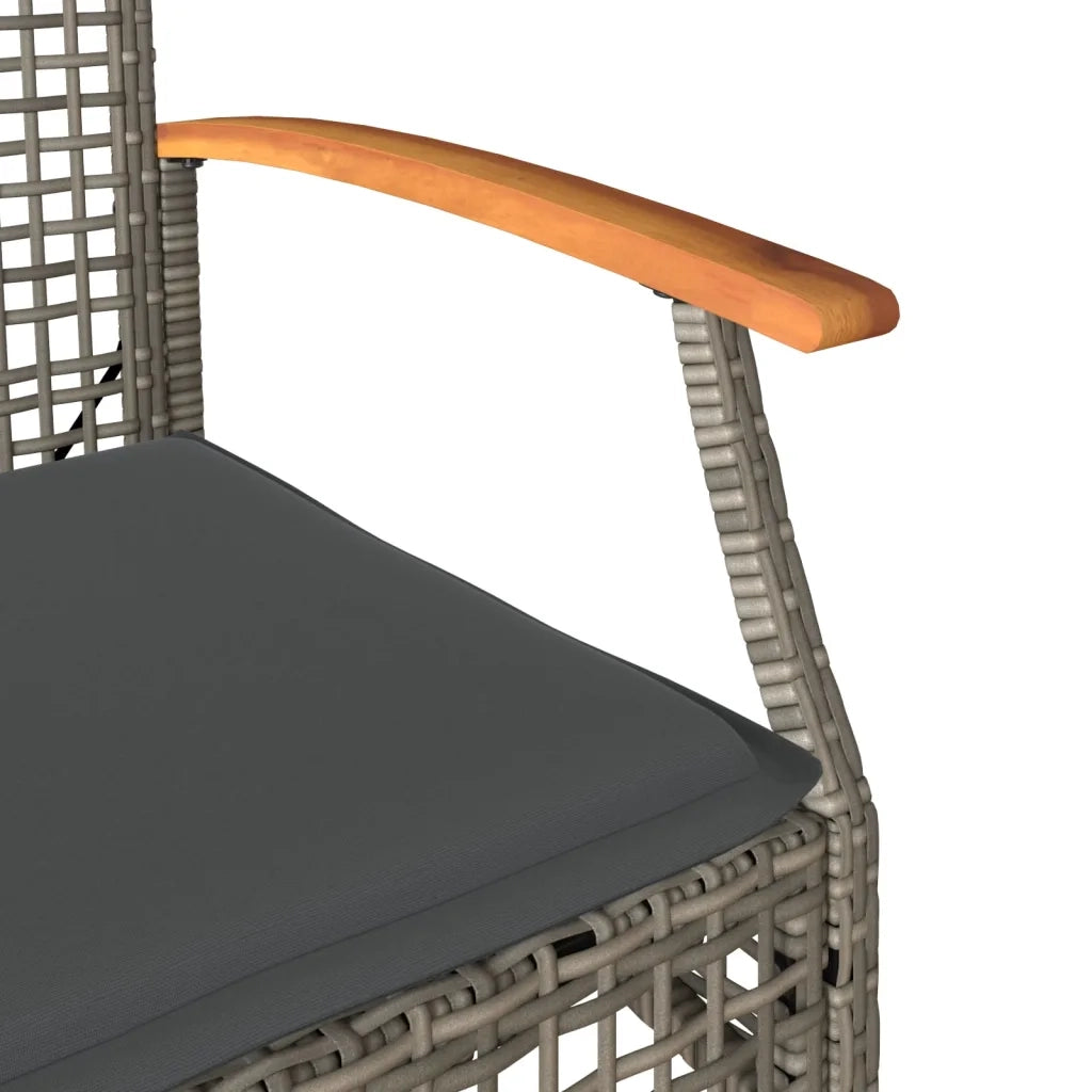 Set da Bistr¨° 3 pz | Set Salotto da Giardino con Cuscini Grigio Polyrattan e Legno Acacia