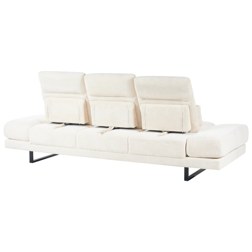 Divano moderno a 3 posti con Rivestimento in corda beige chiaro e Gambe in acciaio soggiorno elegante