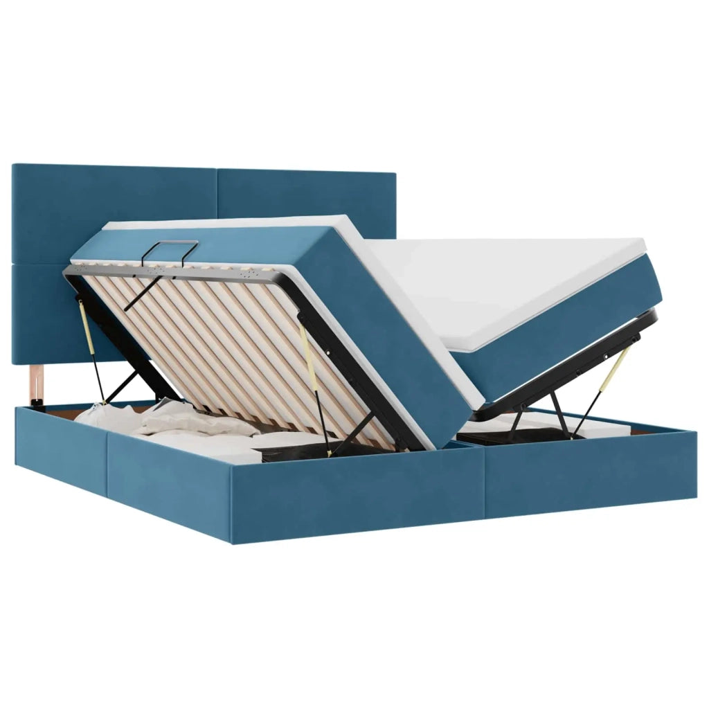 Letto con Contenitore Blu Scuro 180 x 200 cm Velluto