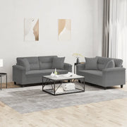 Set Divani 2 pz con Cuscini Grigio Scuro in Tessuto Microfibracod mxl 128691