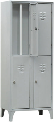 Armadietto sovrapposto a 4 posti con tramezza sporco/pulito cm. 70x35x180h