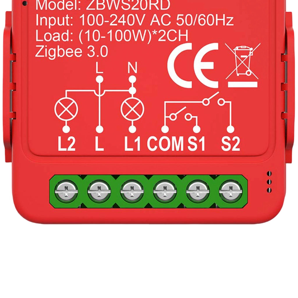 Interruttore Connesso Zigbee 3.0 Doppio 2x100W senza Neutro Vocale Rosso Nedis