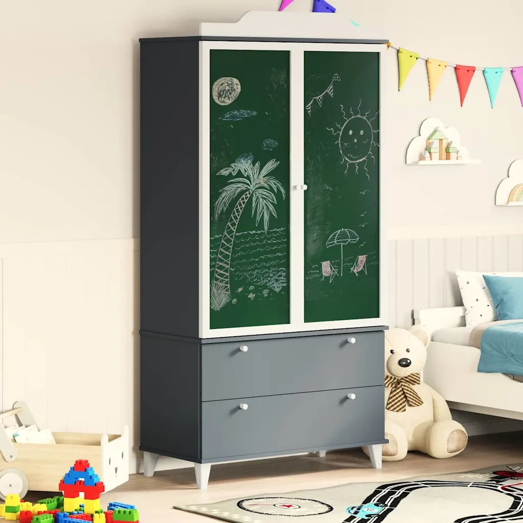 Armadio con Lavagna ROROS Grigio e Bianco 90 x 45 x 180 cm 42003037